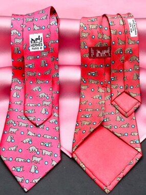 Unused-Beautiful Bright Red Necktie Hermès Paris Silk France Made Poppy Print (4